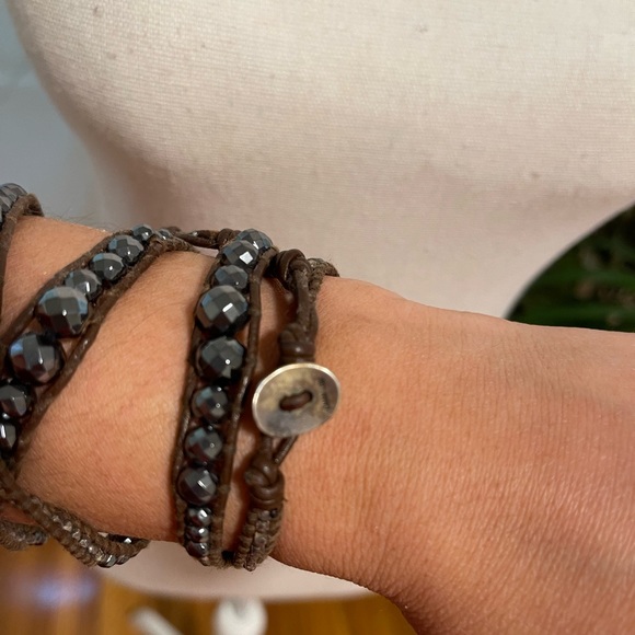 CHAN LUU LEATHER WRAP MINERAL STONE BRACELET - Picture 5 of 6